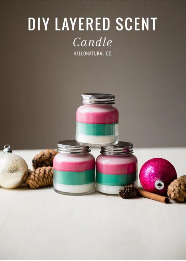 layered scented holiday candles