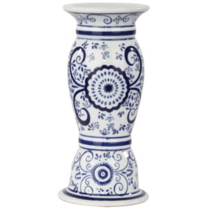 blue and white ceramic candle holder