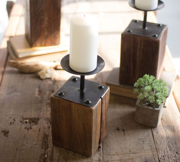 16 Distressed Wooden Candle Holder Ideas DIY