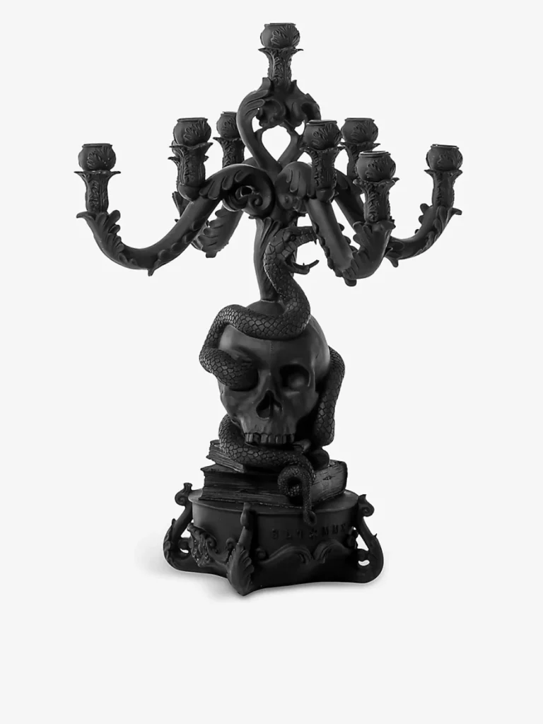 black skull candle holder centerpiece