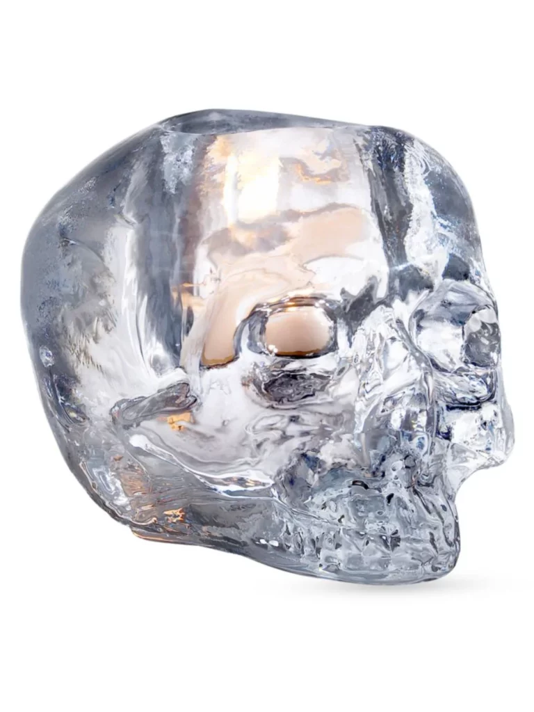 clear skull tealight holder