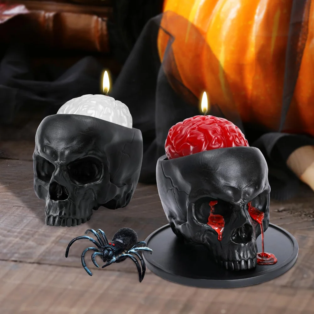 skull brain candles 28 Spooky Skull Candles For Halloween + Decor Items