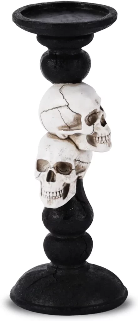 skull pillar candle holder