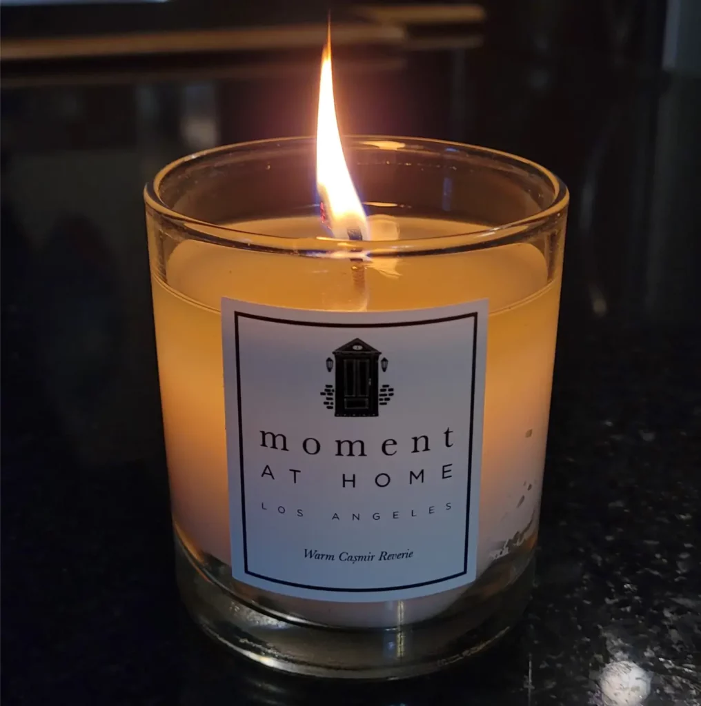 warm casmir reverie candle from moment at home